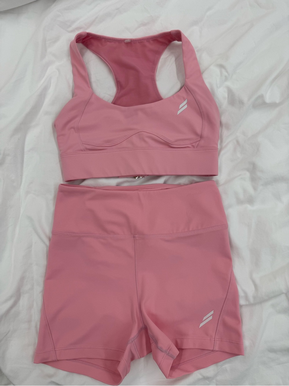DOYOUEVEN Pink Sports Bra and High-Waist Shorts Set